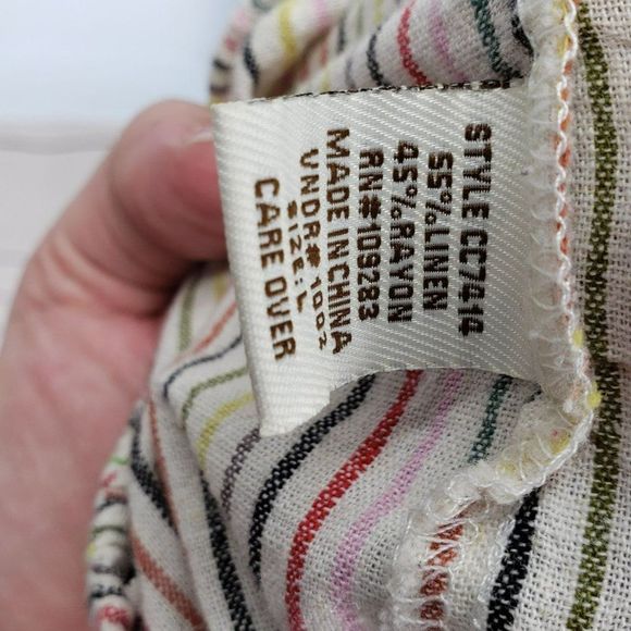 Vintage Havana‎ Multi Color Stripe Romper Linen Overall Shorts Large - Picture 5 of 15